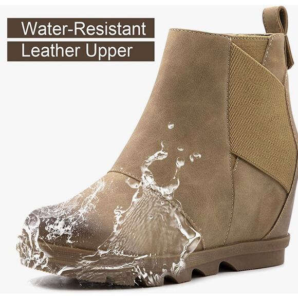 Athlefit wedge boots comfortable angle wedge booties womens 8 trendy evening - Picture 2 of 11